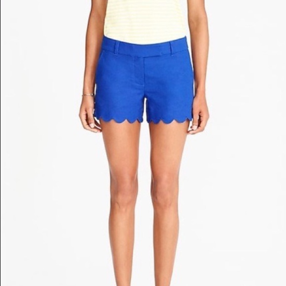 J. Crew Factory 4” Scalloped Linen Shorts